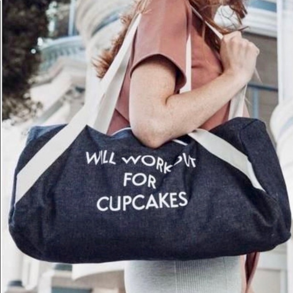 "Will Workout for Cupcakes" Denim Gym bag